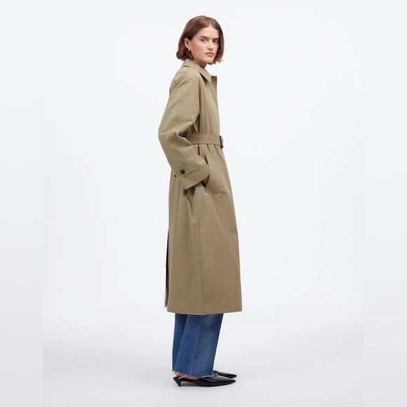 Madewell Single Breasted Trench Coat in Heritage Khaki Tan Size Small NWT - Picture 3 of 15